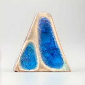 Handmade Ceramic Crackled Glass Pendant Trapezoid Abstract Art To Wear Necklace